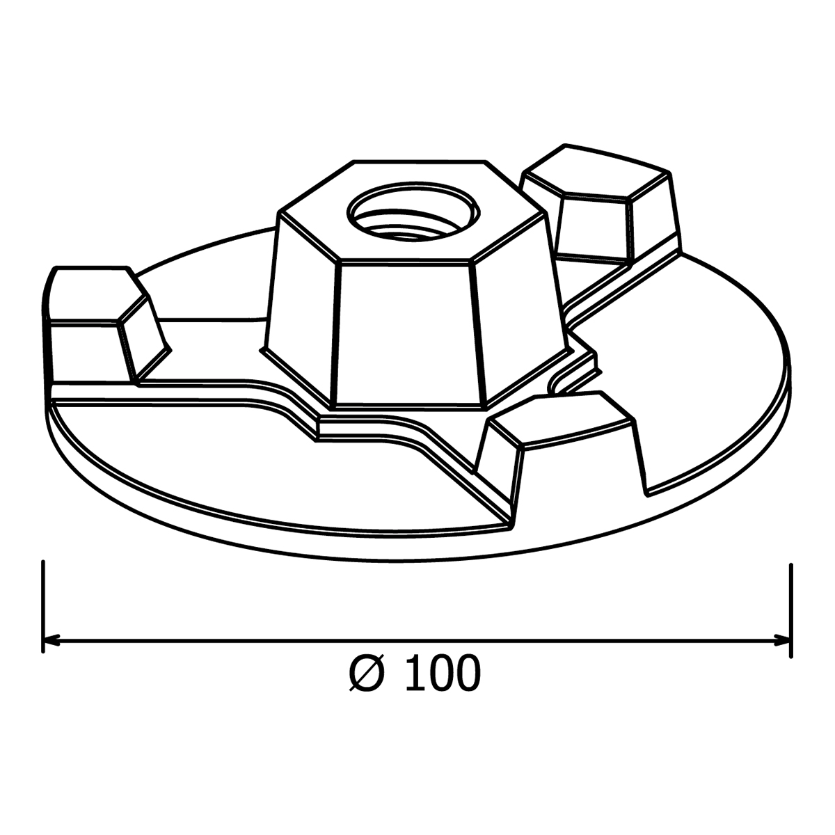 Three-wing formwork nut, 10 kN