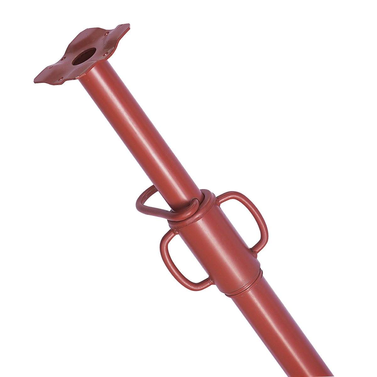 Steel shoring prop with ribbed plate