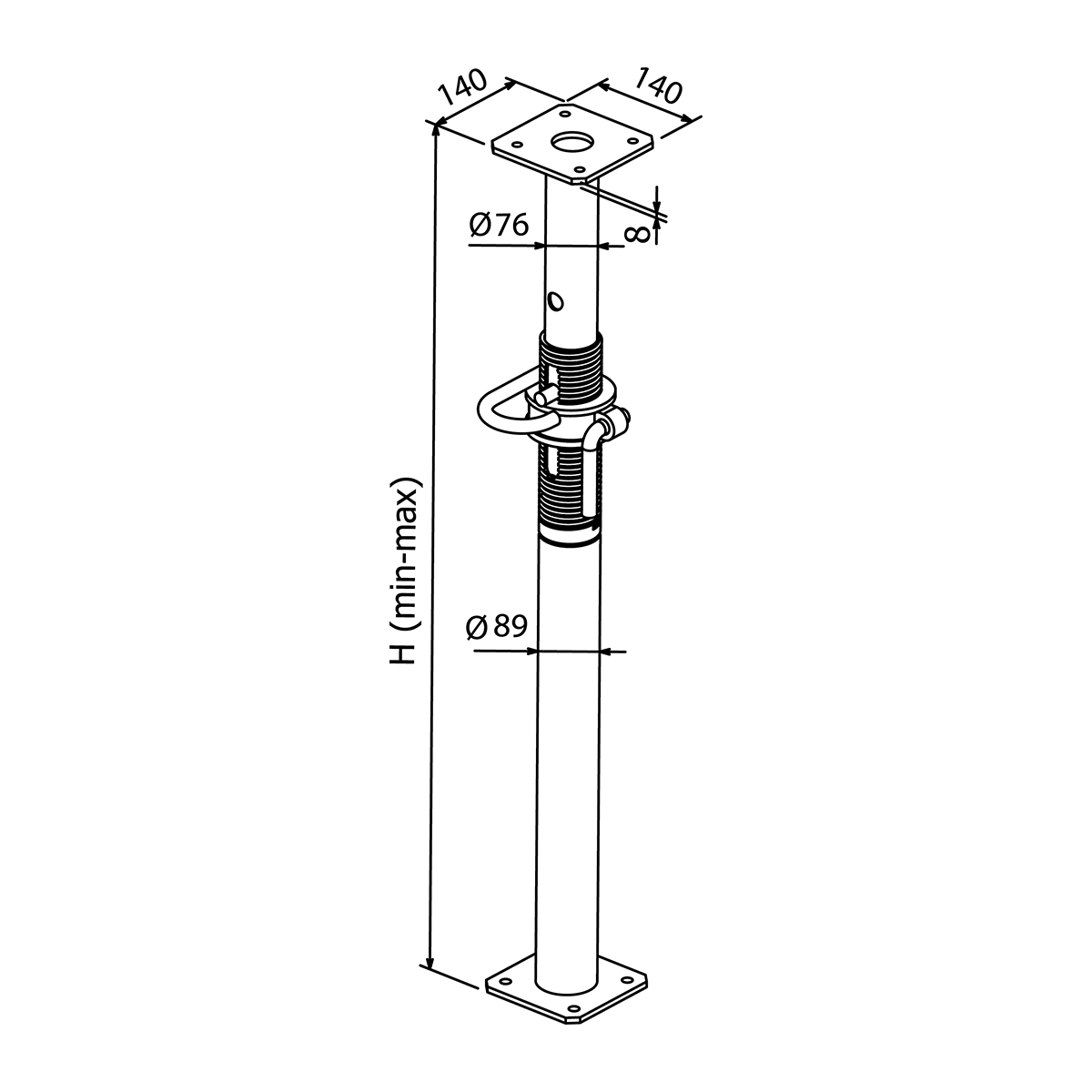 Steel shoring prop EN 1065 — class E — 3