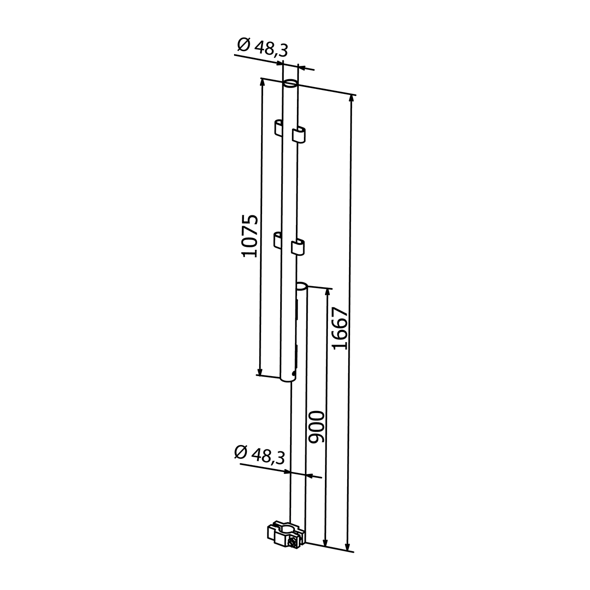 1 m scaffold extension with joint — bushing system
