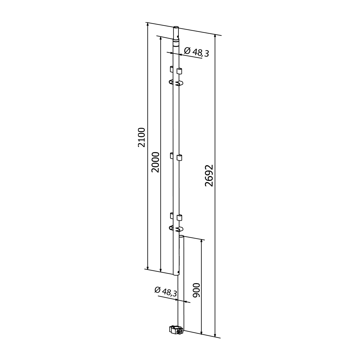 2 m scaffold extension with joint — bushing system