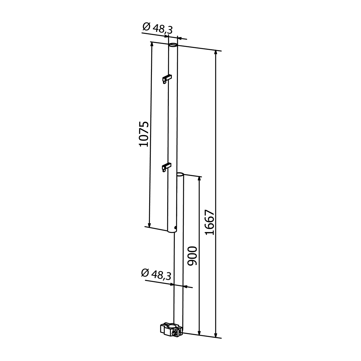 1 m scaffold extension with joint — pin system