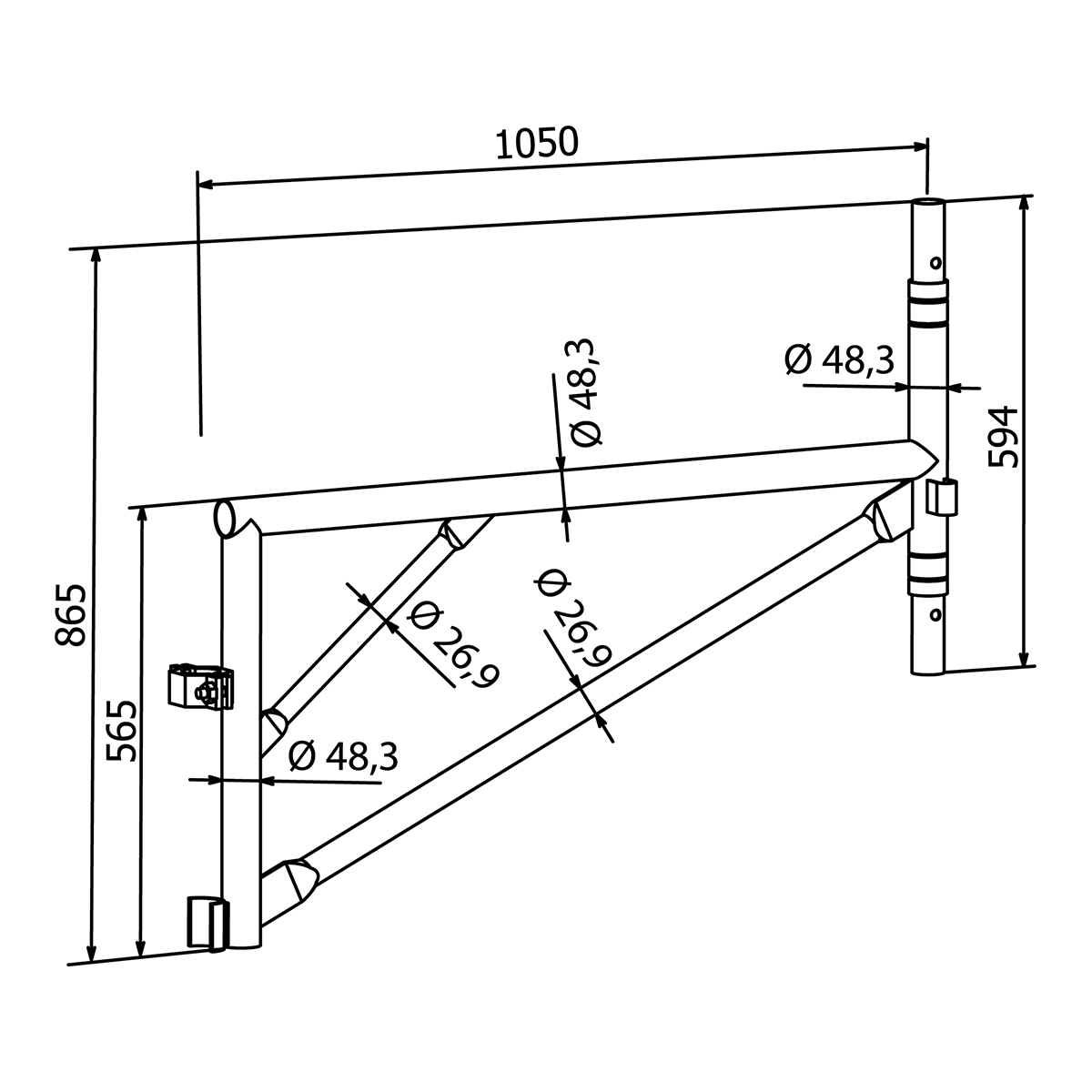 Guardrail post, 1.05 m